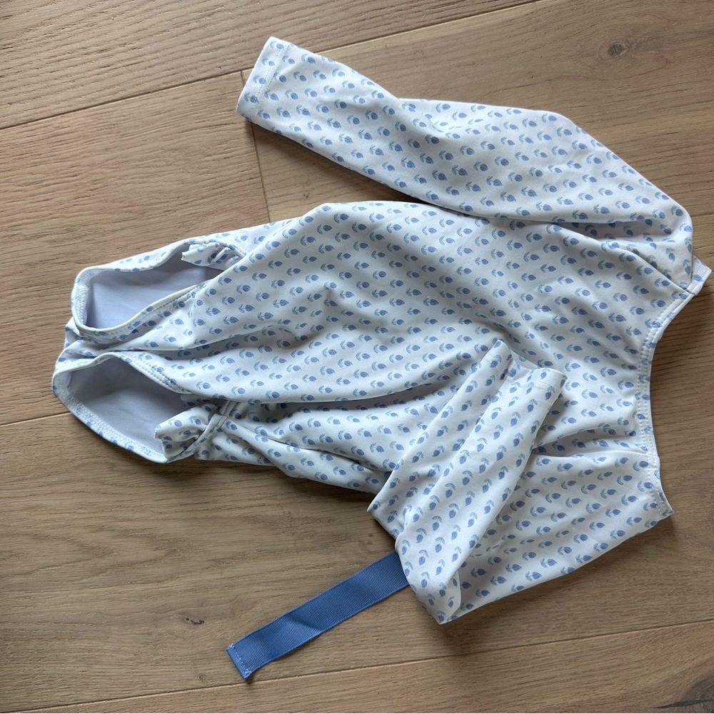 Blue and White Kids Swim One Piece
